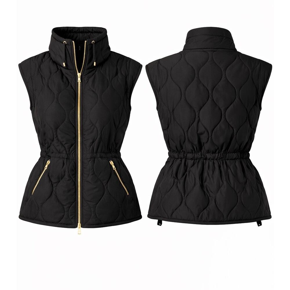 Marc New York Andrew Marc Quilted Puffer Vest Black Zip Front - Small